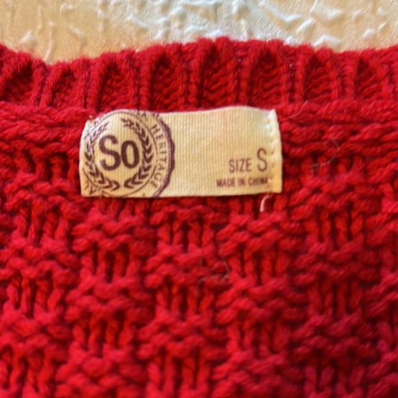 SO Red Cable Knit Sweater- Junior’s S - Picture 4 of 6